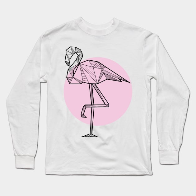 Flamingo - Geometric Animals Long Sleeve T-Shirt by alcateiaart